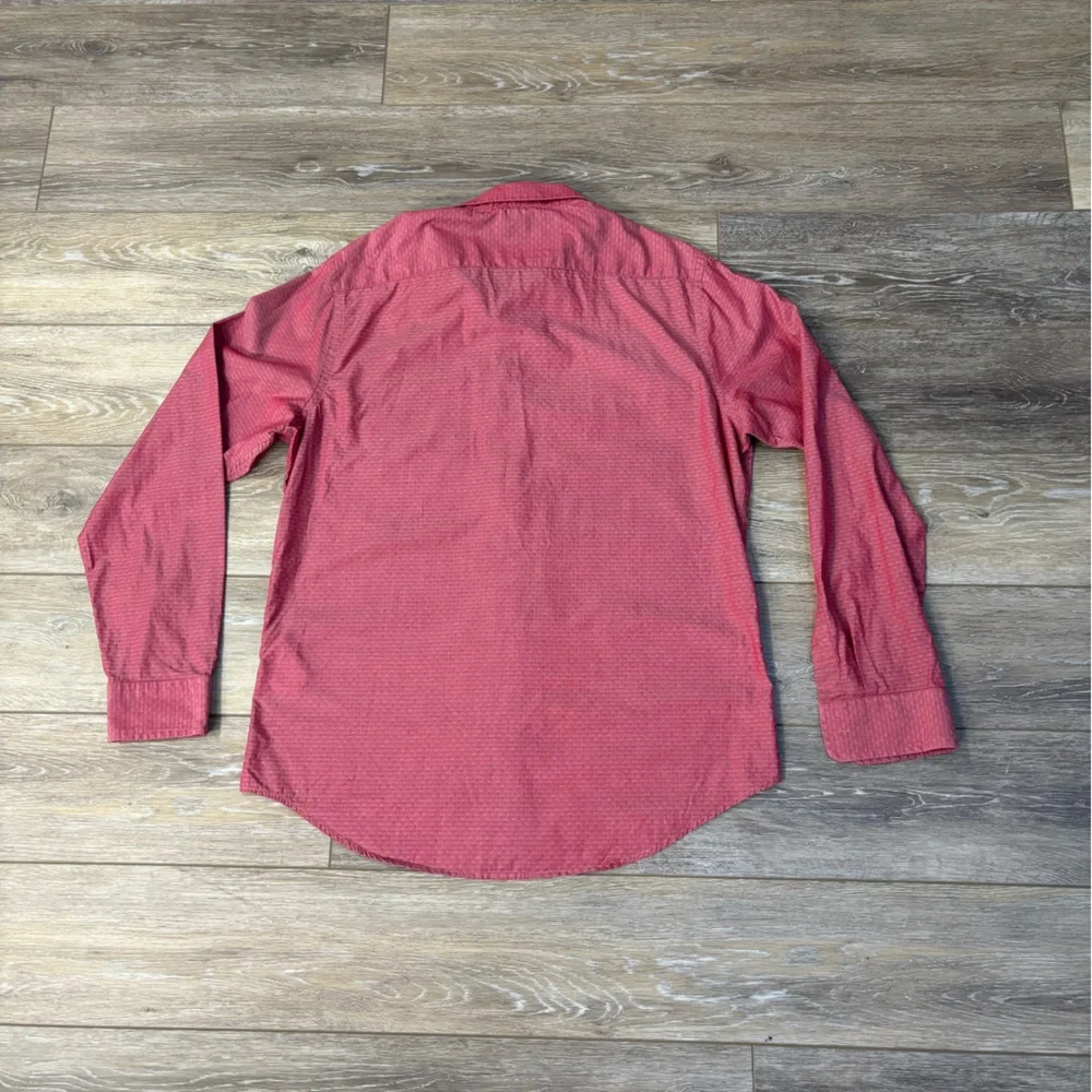 Banana Republic Dress Shirt Red Soft Wash Slim Fit Sz M Long Sleeve Preppy